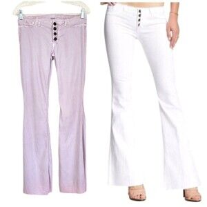 HUDSON LINEN BLEND Pants Women's Size 25 COLLECTION Raw WAISTBAND FLARE LEG